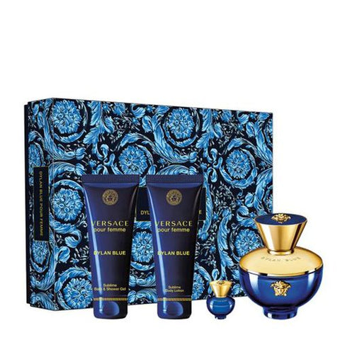 Versace Dylan Blue Pour Femme EDP 100 ml + душ гел 100 ml + лосион за тяло 100 ml + EDP 5 ml – комплект – γνήσιο άρωμα